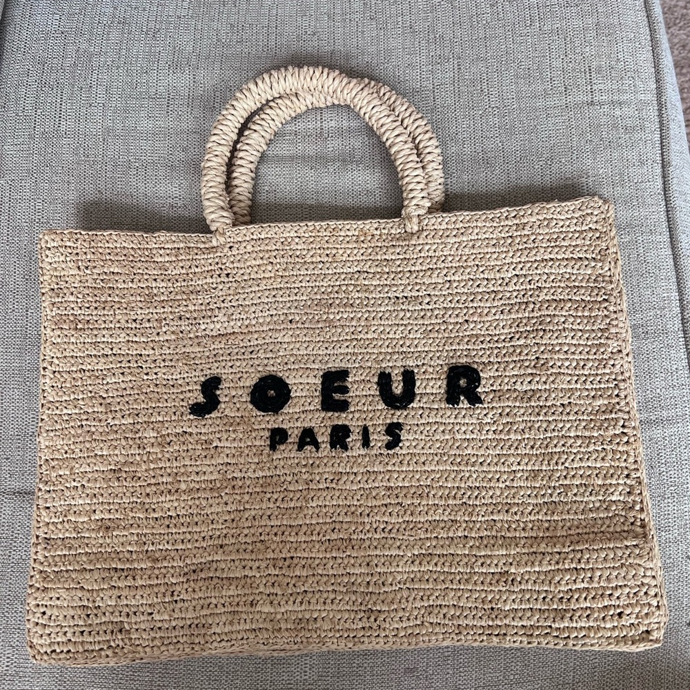 SOEUR Paris raffia tote bag summer beach bag